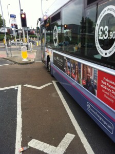 Bus parked on a cycle box ASL